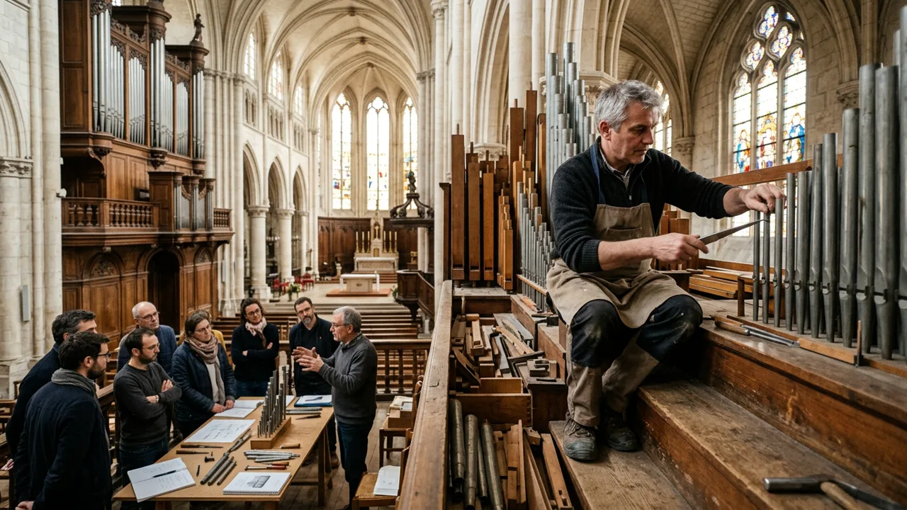 Opération d'accordage des tuyaux d'orgue